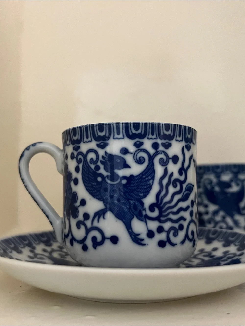 Vintage Blue & White Porcelain Phoenix Tea Set - Made in Japan (12pc)